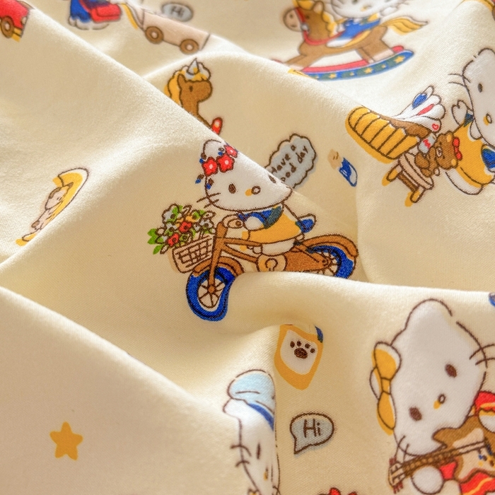 91家纺网 家纺一手货源 找家纺 麦乐迪 2025新款棉感睡眠水洗云感棉四件套 kt派对