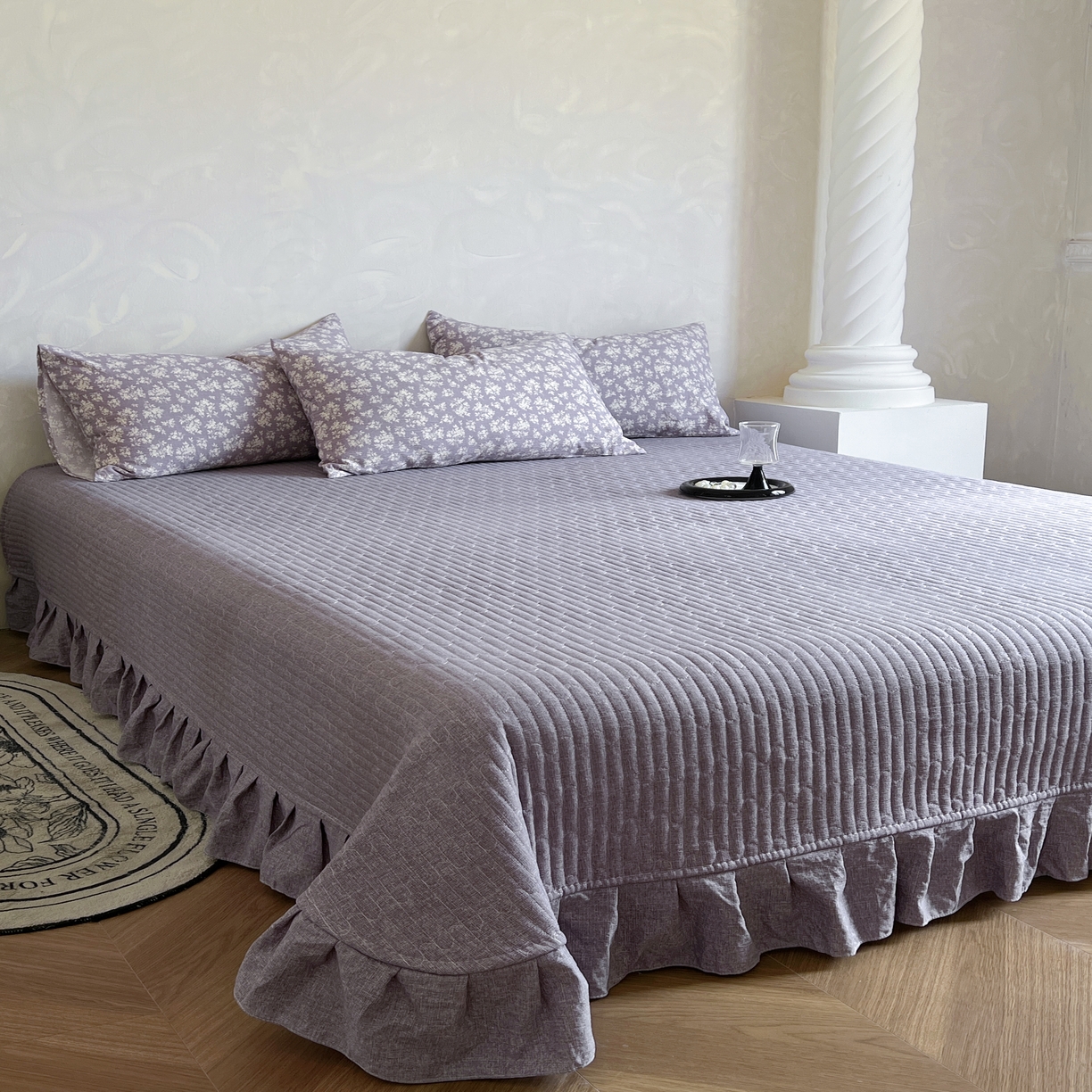 91家纺网 家纺一手货源 找家纺 （总）美梦家纺 2025新款高克重加厚亚麻皱皱纱床盖四件套系列（提供买家秀)