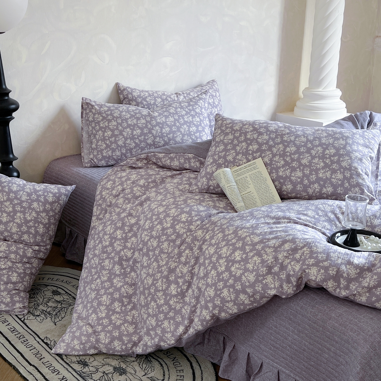 91家纺网 家纺一手货源 找家纺 （总）美梦家纺 2025新款高克重加厚亚麻皱皱纱床盖四件套系列（提供买家秀)