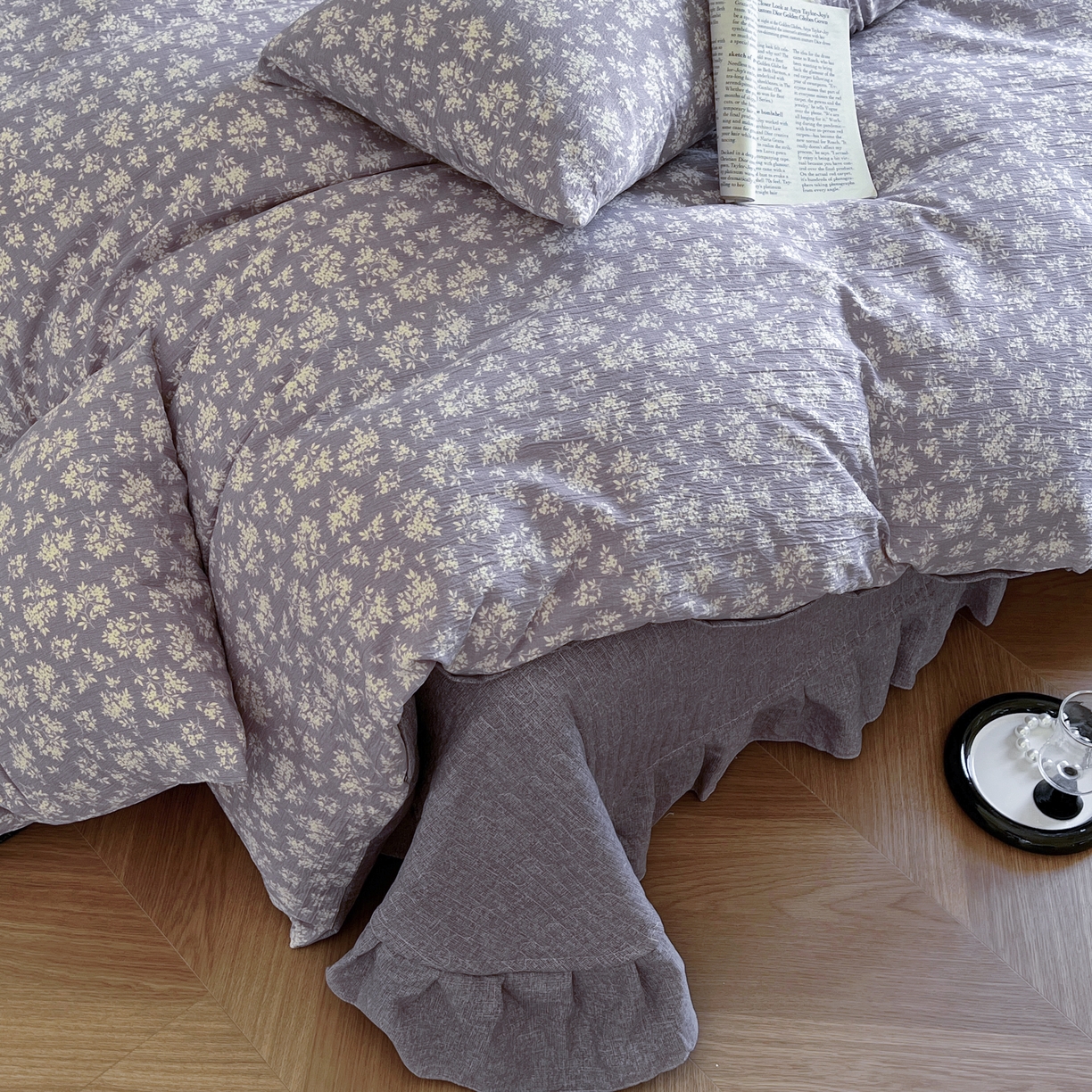 91家纺网 家纺一手货源 找家纺 （总）美梦家纺 2025新款高克重加厚亚麻皱皱纱床盖四件套系列（提供买家秀)