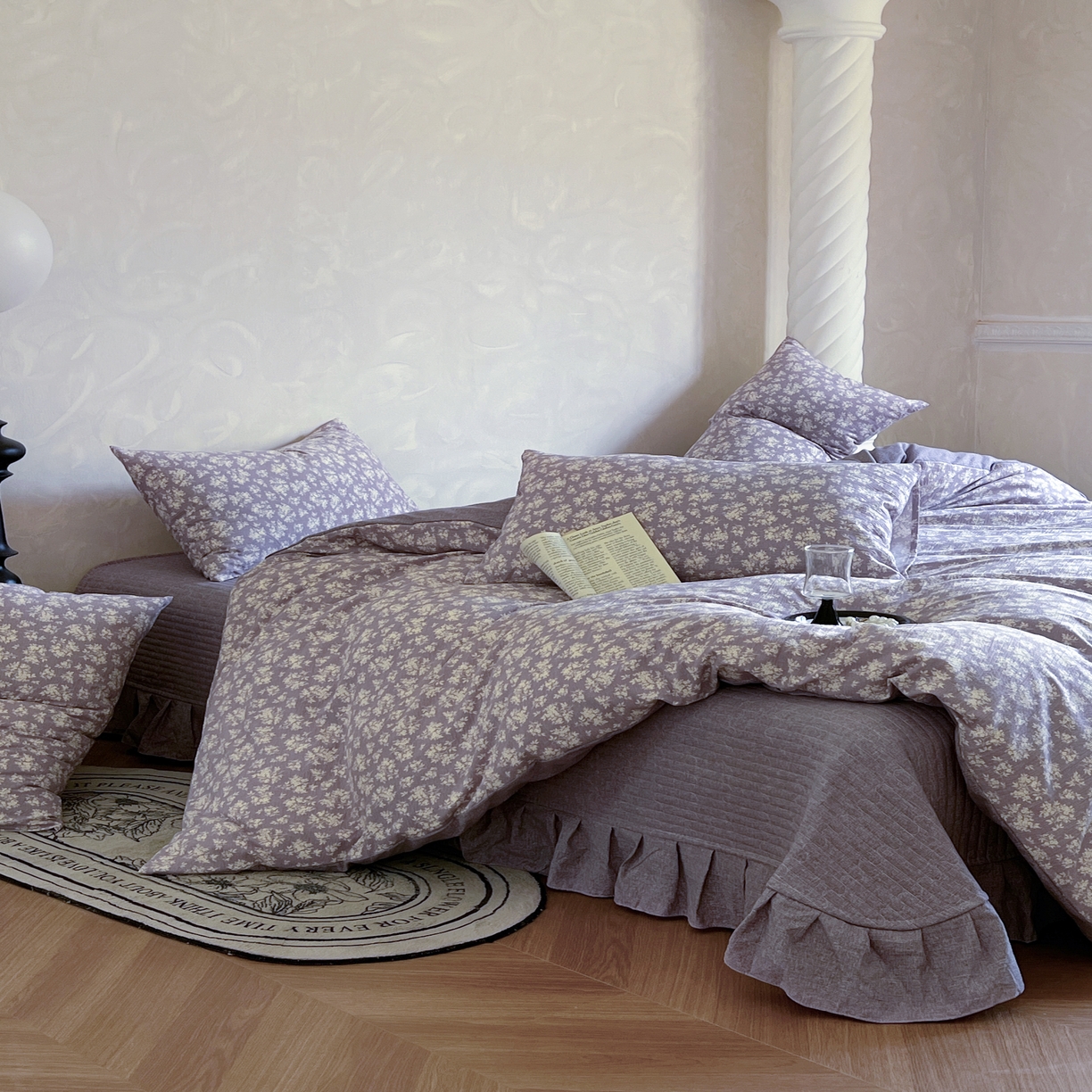 91家纺网 家纺一手货源 找家纺 （总）美梦家纺 2025新款高克重加厚亚麻皱皱纱床盖四件套系列（提供买家秀)