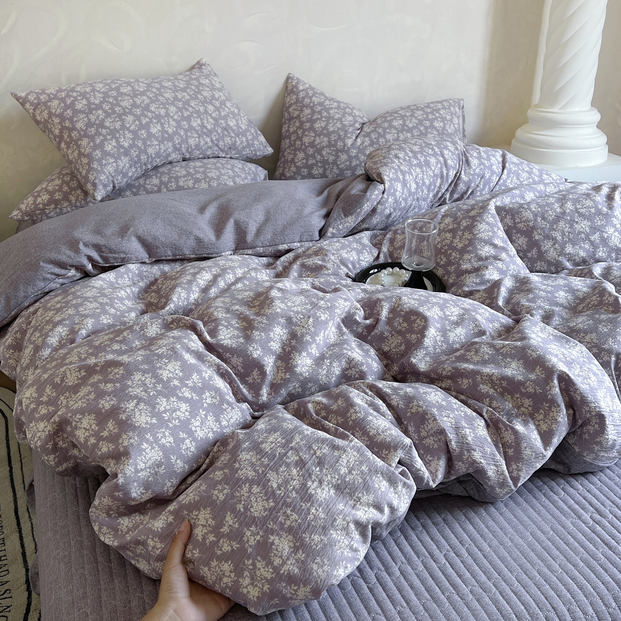 91家纺网 家纺一手货源 找家纺 （总）美梦家纺 2025新款高克重加厚亚麻皱皱纱床盖四件套系列（提供买家秀)