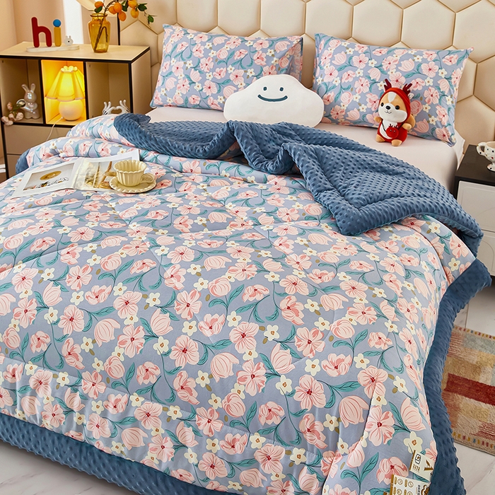 91家纺网 家纺一手货源 找家纺 蔻之羽 （全年现货）2026年新款豆豆被春秋被夏被加厚冬被空调被四季绒被子 安娜花园