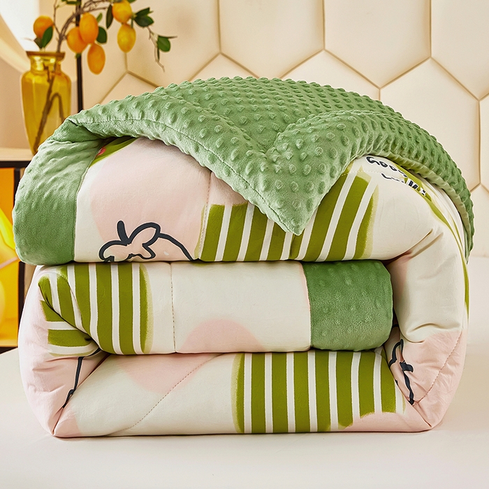 91家纺网 家纺一手货源 找家纺 蔻之羽 （全年现货）2026年新款豆豆被春秋被夏被加厚冬被空调被四季绒被子 真爱心语-绿