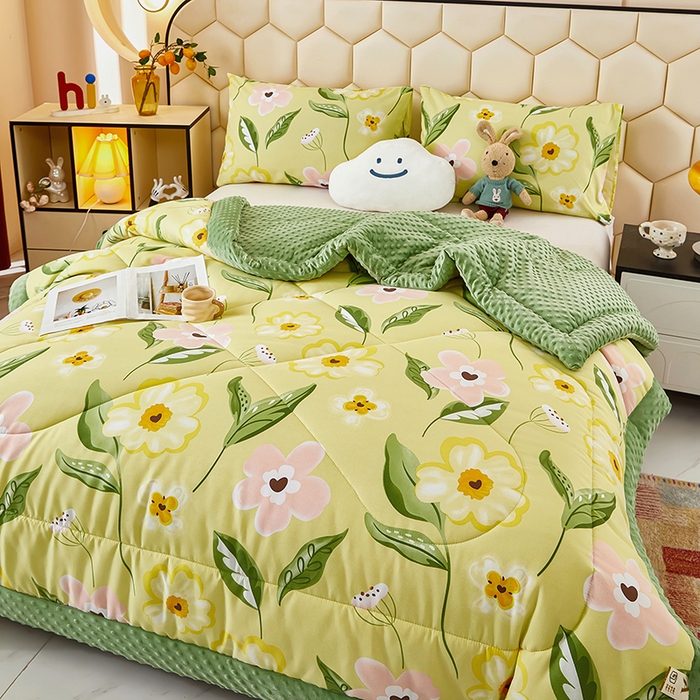 91家纺网 家纺一手货源 找家纺 蔻之羽 （全年现货）2026年新款豆豆被春秋被夏被加厚冬被空调被四季绒被子 春之物语