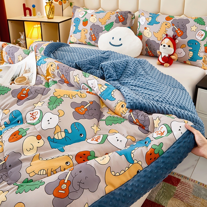 91家纺网 家纺一手货源 找家纺 蔻之羽 （全年现货）2026年新款豆豆被春秋被夏被加厚冬被空调被四季绒被子 恐龙