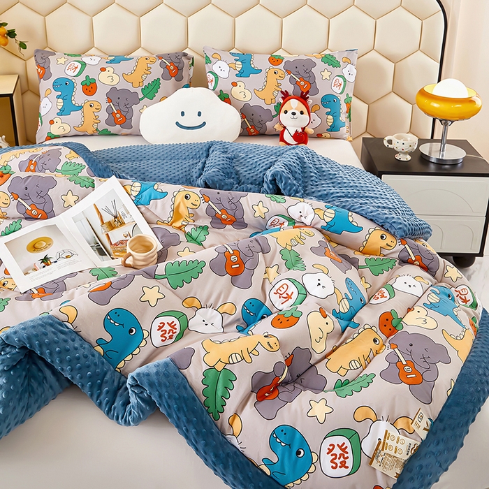 91家纺网 家纺一手货源 找家纺 蔻之羽 （全年现货）2026年新款豆豆被春秋被夏被加厚冬被空调被四季绒被子 恐龙