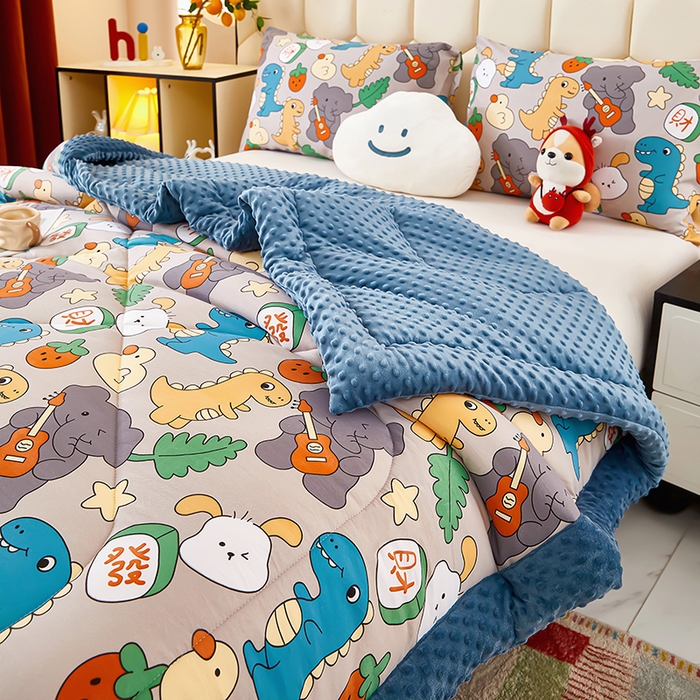 91家纺网 家纺一手货源 找家纺 蔻之羽 （全年现货）2026年新款豆豆被春秋被夏被加厚冬被空调被四季绒被子 恐龙