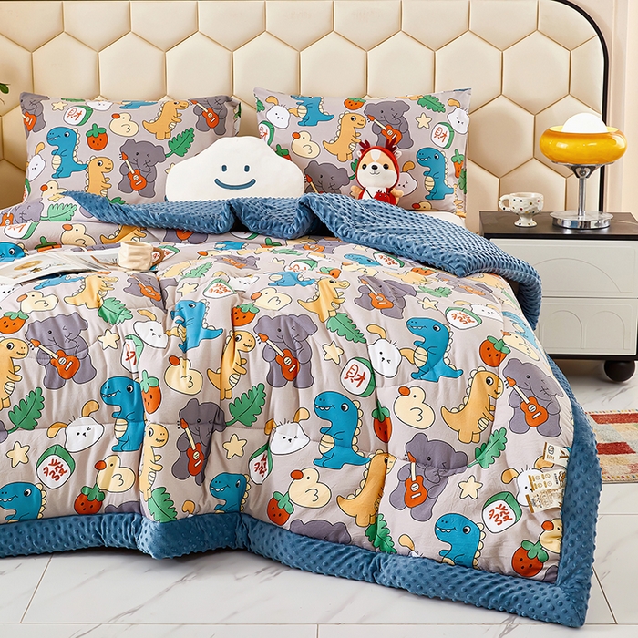 91家纺网 家纺一手货源 找家纺 蔻之羽 （全年现货）2026年新款豆豆被春秋被夏被加厚冬被空调被四季绒被子 恐龙