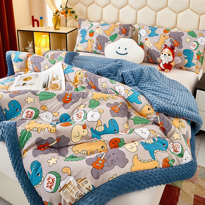 91家纺网 家纺一手货源 找家纺 蔻之羽 （全年现货）2026年新款豆豆被春秋被夏被加厚冬被空调被四季绒被子 恐龙