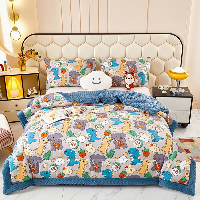 91家纺网 家纺一手货源 找家纺 蔻之羽 （全年现货）2026年新款豆豆被春秋被夏被加厚冬被空调被四季绒被子 恐龙