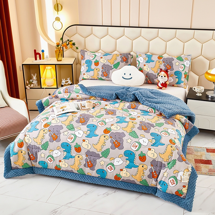 91家纺网 家纺一手货源 找家纺 蔻之羽 （全年现货）2026年新款豆豆被春秋被夏被加厚冬被空调被四季绒被子 恐龙