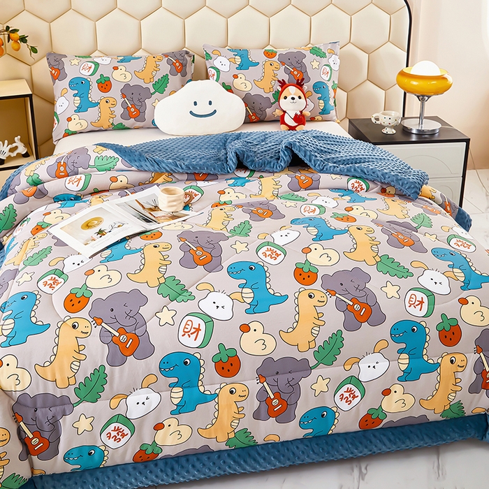 91家纺网 家纺一手货源 找家纺 蔻之羽 （全年现货）2026年新款豆豆被春秋被夏被加厚冬被空调被四季绒被子 恐龙