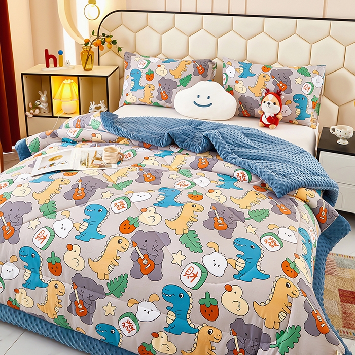 91家纺网 家纺一手货源 找家纺 蔻之羽 （全年现货）2026年新款豆豆被春秋被夏被加厚冬被空调被四季绒被子 恐龙