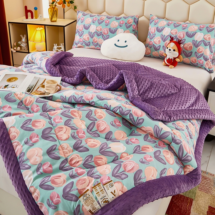 91家纺网 家纺一手货源 找家纺 蔻之羽 （全年现货）2026年新款豆豆被春秋被夏被加厚冬被空调被四季绒被子 郁金香