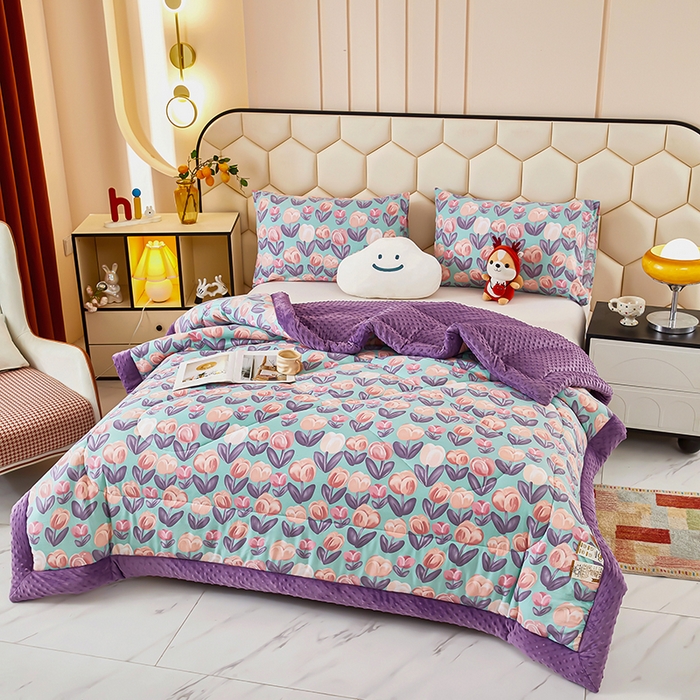 91家纺网 家纺一手货源 找家纺 蔻之羽 （全年现货）2026年新款豆豆被春秋被夏被加厚冬被空调被四季绒被子 郁金香