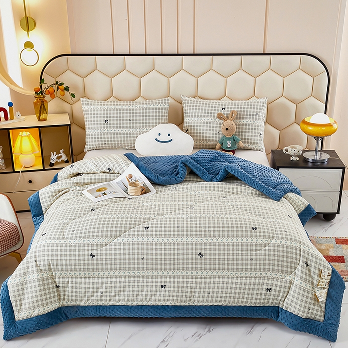 91家纺网 家纺一手货源 找家纺 蔻之羽 （全年现货）2026年新款豆豆被春秋被夏被加厚冬被空调被四季绒被子 蝴蝶结