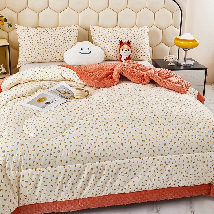 91家纺网 家纺一手货源 找家纺 蔻之羽 （全年现货）2026年新款豆豆被春秋被夏被加厚冬被空调被四季绒被子 好事发生