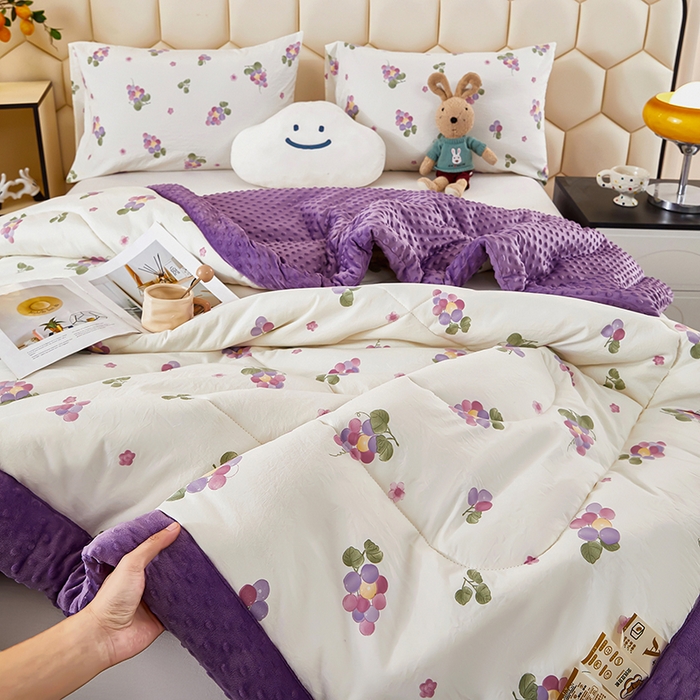 91家纺网 家纺一手货源 找家纺 蔻之羽 （全年现货）2026年新款豆豆被春秋被夏被加厚冬被空调被四季绒被子 葡萄紫