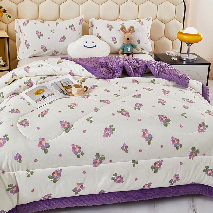 91家纺网 家纺一手货源 找家纺 蔻之羽 （全年现货）2026年新款豆豆被春秋被夏被加厚冬被空调被四季绒被子 葡萄紫