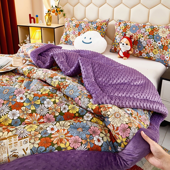 91家纺网 家纺一手货源 找家纺 蔻之羽 （全年现货）2026年新款豆豆被春秋被夏被加厚冬被空调被四季绒被子 清雅