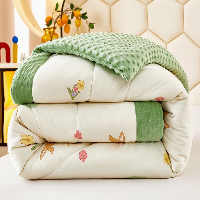 91家纺网 家纺一手货源 找家纺 蔻之羽 （全年现货）2026年新款豆豆被春秋被夏被加厚冬被空调被四季绒被子 欢乐兔-绿