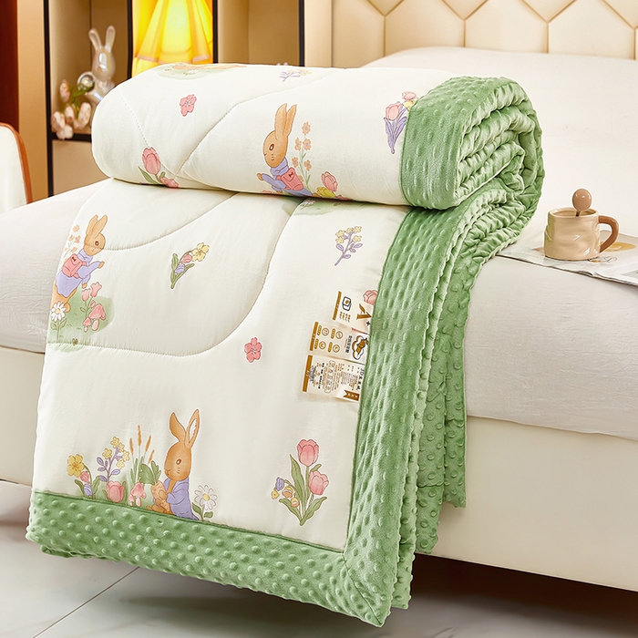 蔻之羽 （全年现货）2026年新款豆豆被春秋被夏被加厚冬被空调被四季绒被子 欢乐兔-绿