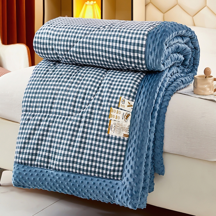 蔻之羽 （全年现货）2026年新款豆豆被春秋被夏被加厚冬被空调被四季绒被子 简格蓝