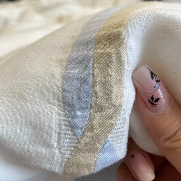 91家纺网 家纺一手货源 找家纺 仰望棉麻双层纱供应链 2025新款彩纱稿花全棉纯棉色织提花四件套 彩纱色织稿花-蓝色