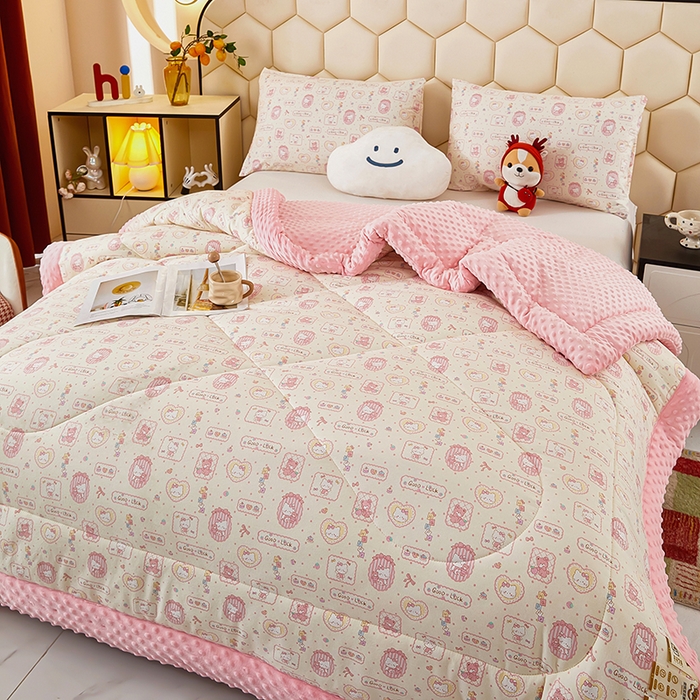 91家纺网 家纺一手货源 找家纺 蔻之羽 （全年现货）2026年新款豆豆被春秋被夏被加厚冬被空调被四季绒被子 KT-女孩