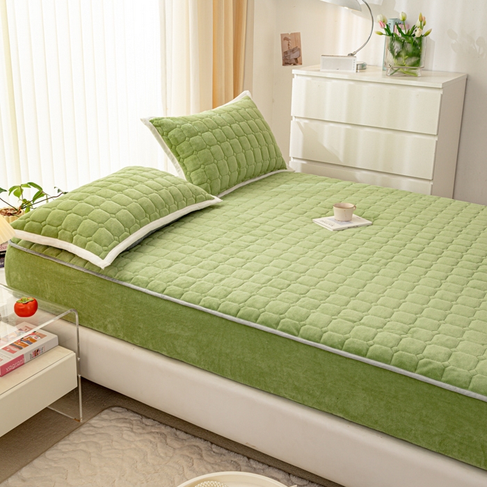 91家纺网 家纺一手货源 找家纺 （总）女子家纺 2025新款加厚牛奶绒学生宿舍夹棉床笠