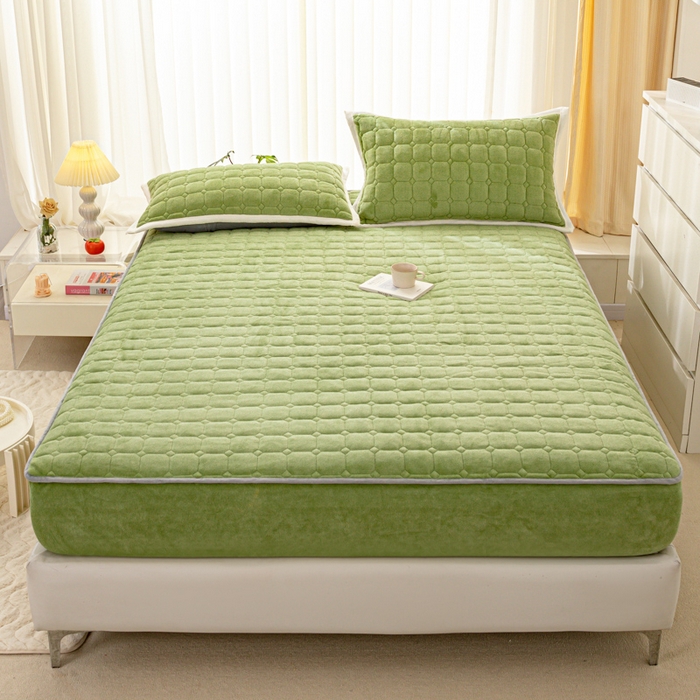 91家纺网 家纺一手货源 找家纺 （总）女子家纺 2025新款加厚牛奶绒学生宿舍夹棉床笠