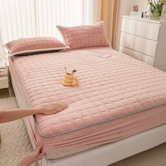 91家纺网 家纺一手货源 找家纺 （总）女子家纺 2025新款加厚牛奶绒学生宿舍夹棉床笠