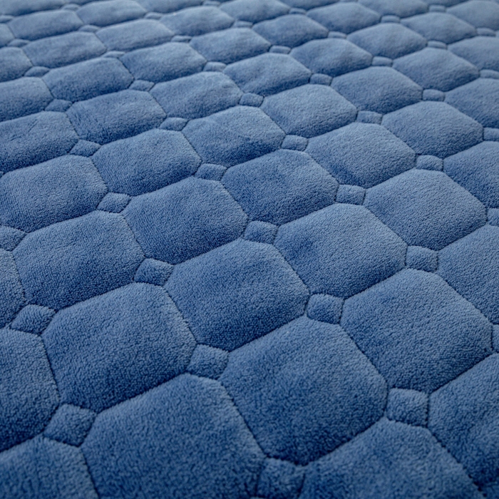 91家纺网 家纺一手货源 找家纺 女子家纺 2025新款加厚牛奶绒学生宿舍夹棉床笠 墨蓝