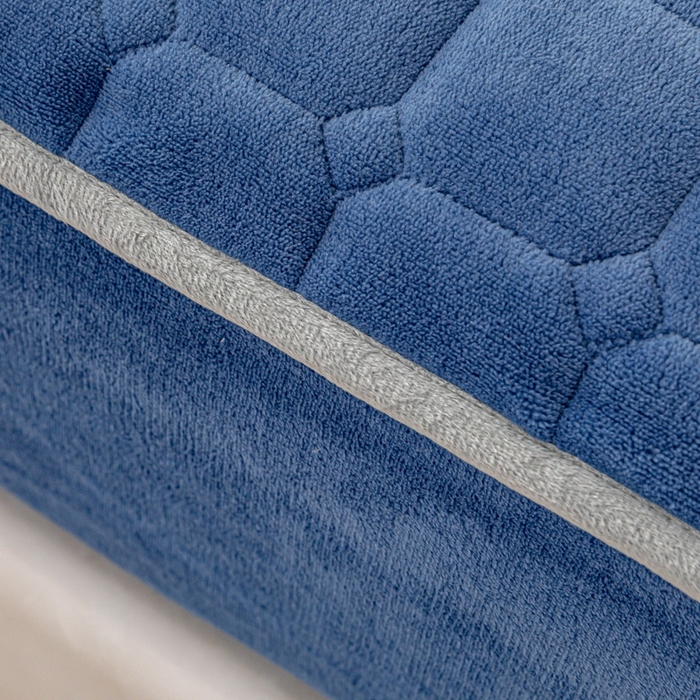 91家纺网 家纺一手货源 找家纺 女子家纺 2025新款加厚牛奶绒学生宿舍夹棉床笠 墨蓝