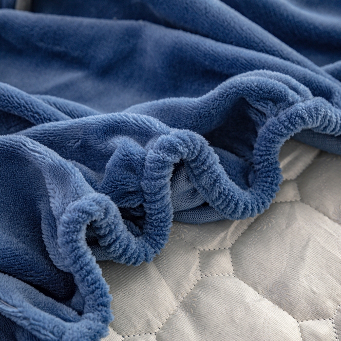 91家纺网 家纺一手货源 找家纺 女子家纺 2025新款加厚牛奶绒学生宿舍夹棉床笠 墨蓝