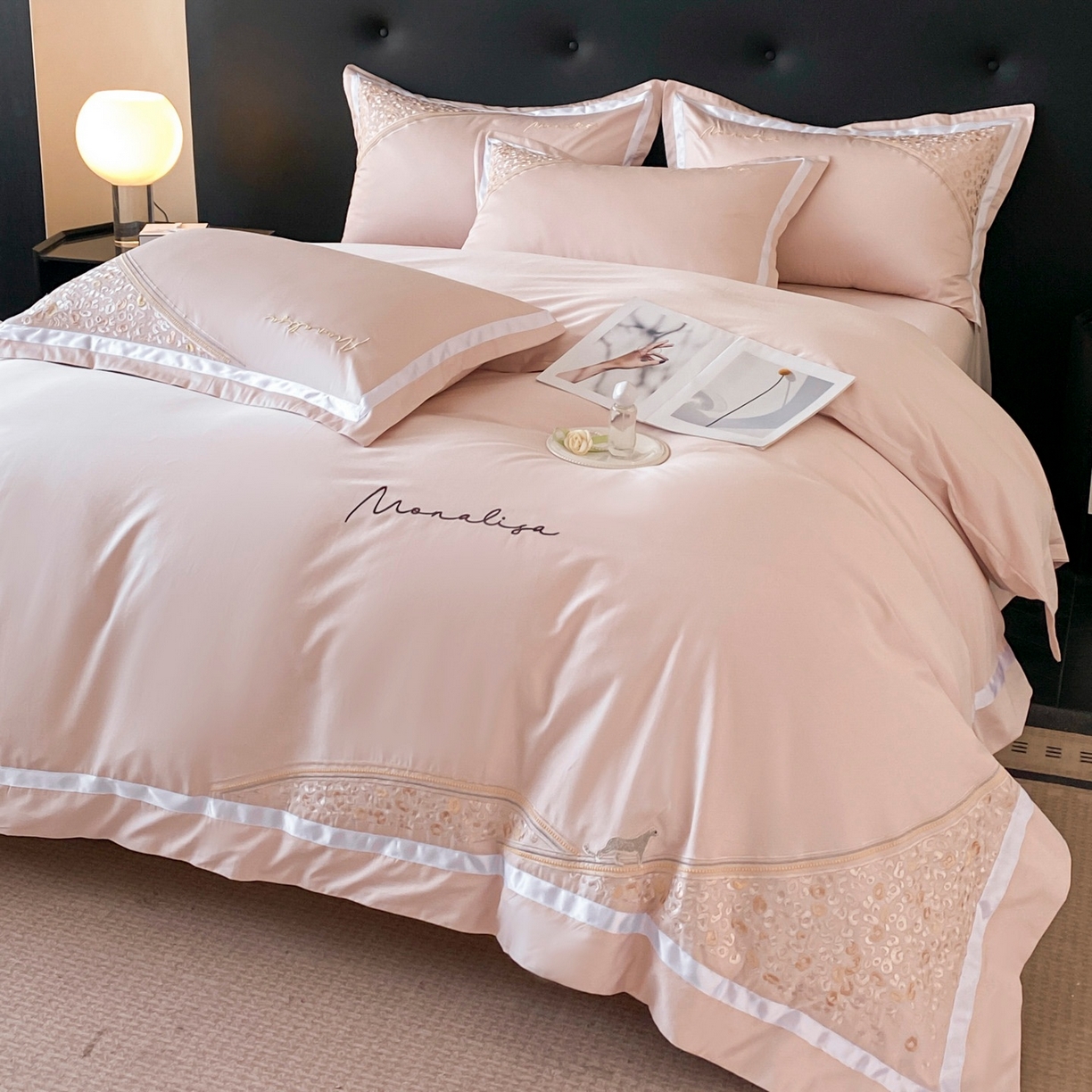 91家纺网 家纺一手货源 找家纺 （总）新方向 2025新款刺绣全棉100s贡缎长绒棉四件套-威尔