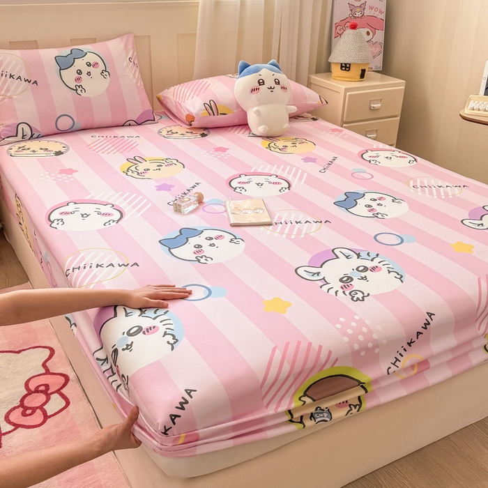 91家纺网 家纺一手货源 找家纺 博雅 2025新款全棉吉伊咔哇单床笠 家族吉伊卡哇