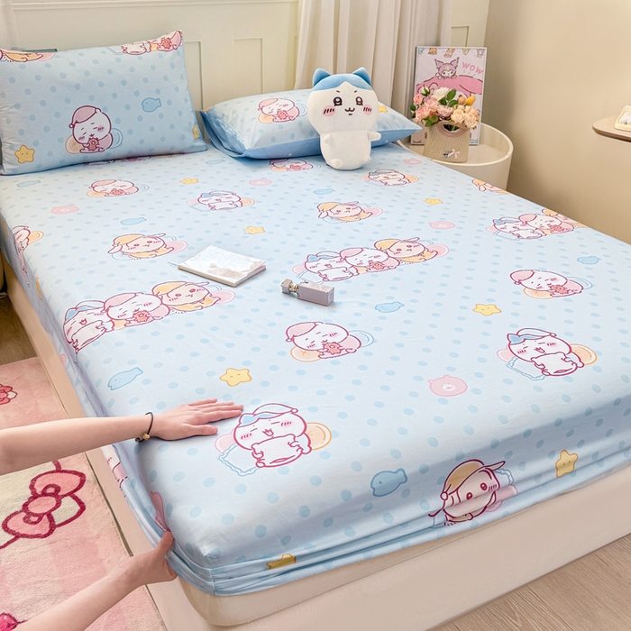 91家纺网 家纺一手货源 找家纺 博雅 2025新款全棉吉伊咔哇单床笠 星梦吉伊卡哇