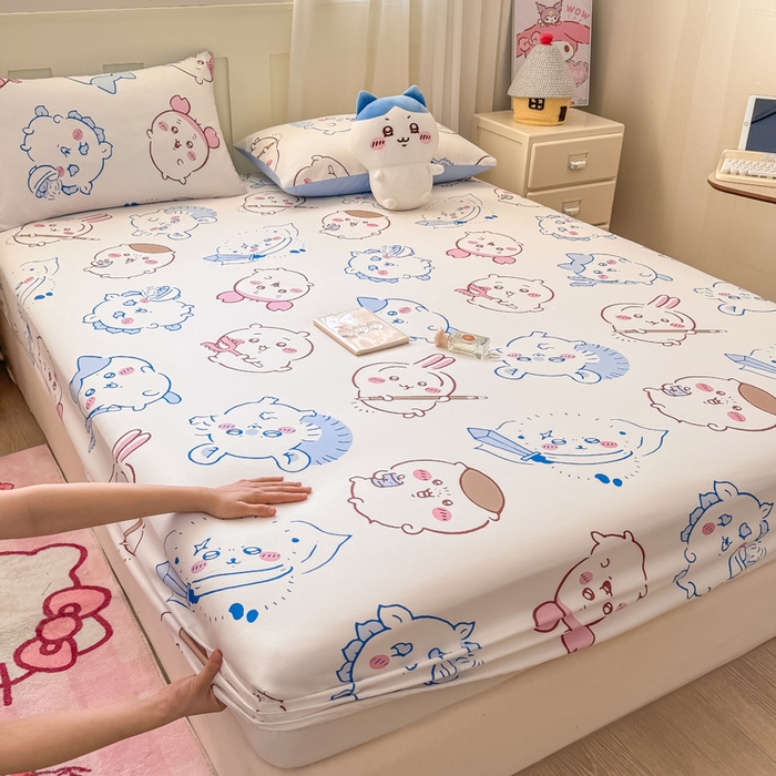 91家纺网 家纺一手货源 找家纺 博雅 2025新款全棉A类双层纱四件套 黄油小熊