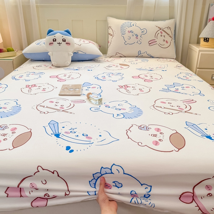 91家纺网 家纺一手货源 找家纺 博雅 2025新款全棉吉伊咔哇单床笠 白色吉伊卡哇