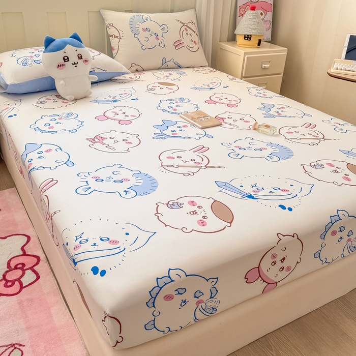 91家纺网 家纺一手货源 找家纺 博雅 2025新款全棉吉伊咔哇单床笠 白色吉伊卡哇