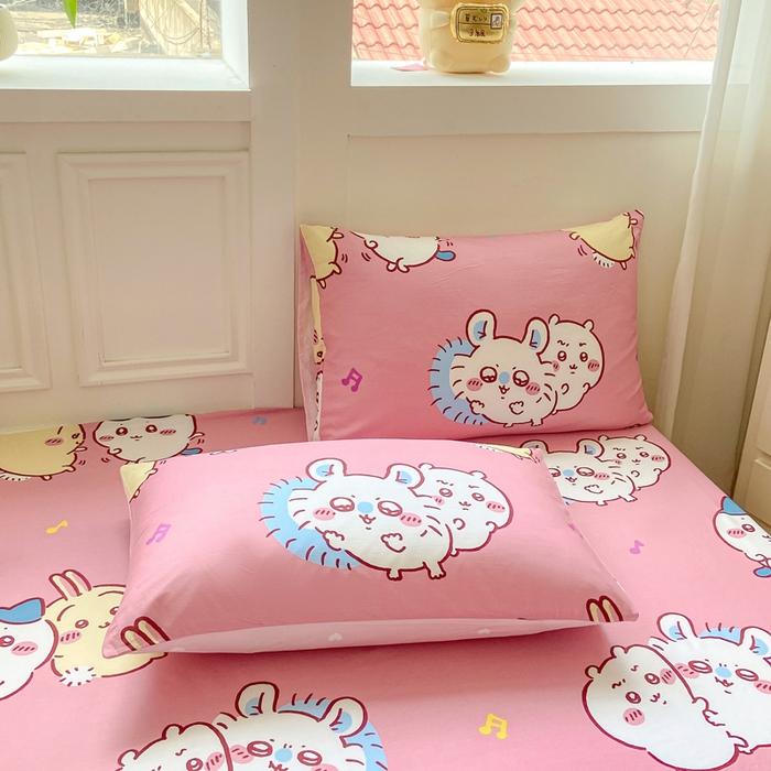 91家纺网 家纺一手货源 找家纺 博雅 2025新款全棉吉伊咔哇单床笠 粉色吉伊卡哇