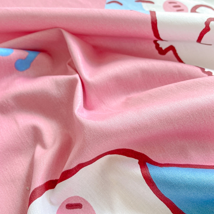 91家纺网 家纺一手货源 找家纺 博雅 2025新款全棉吉伊咔哇单床笠 粉色吉伊卡哇