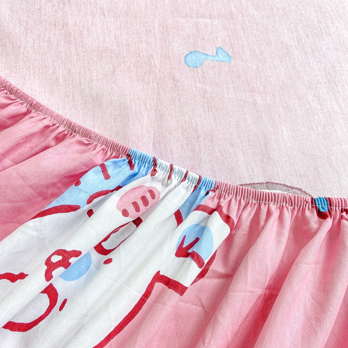 91家纺网 家纺一手货源 找家纺 博雅 2025新款全棉吉伊咔哇单床笠 粉色吉伊卡哇