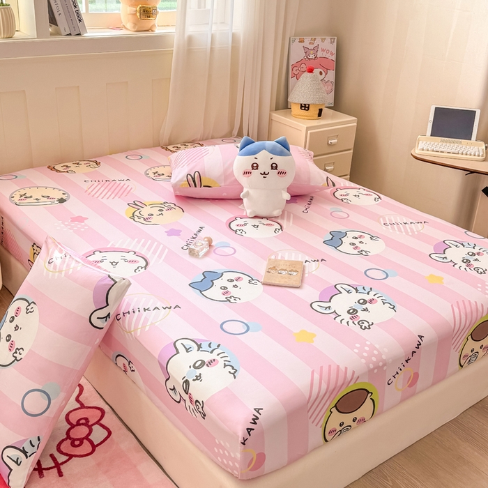 91家纺网 家纺一手货源 找家纺 博雅 2025新款全棉吉伊咔哇单床笠 家族吉伊卡哇