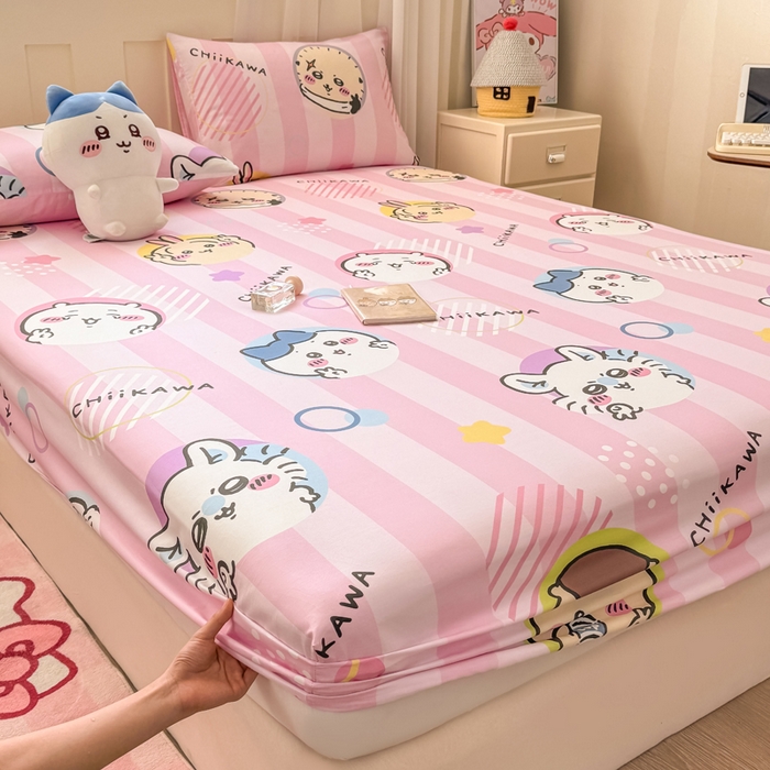 91家纺网 家纺一手货源 找家纺 博雅 2025新款全棉吉伊咔哇单床笠 家族吉伊卡哇