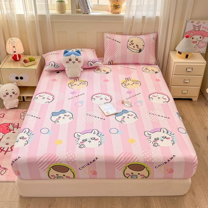 91家纺网 家纺一手货源 找家纺 博雅 2025新款全棉吉伊咔哇单床笠 家族吉伊卡哇