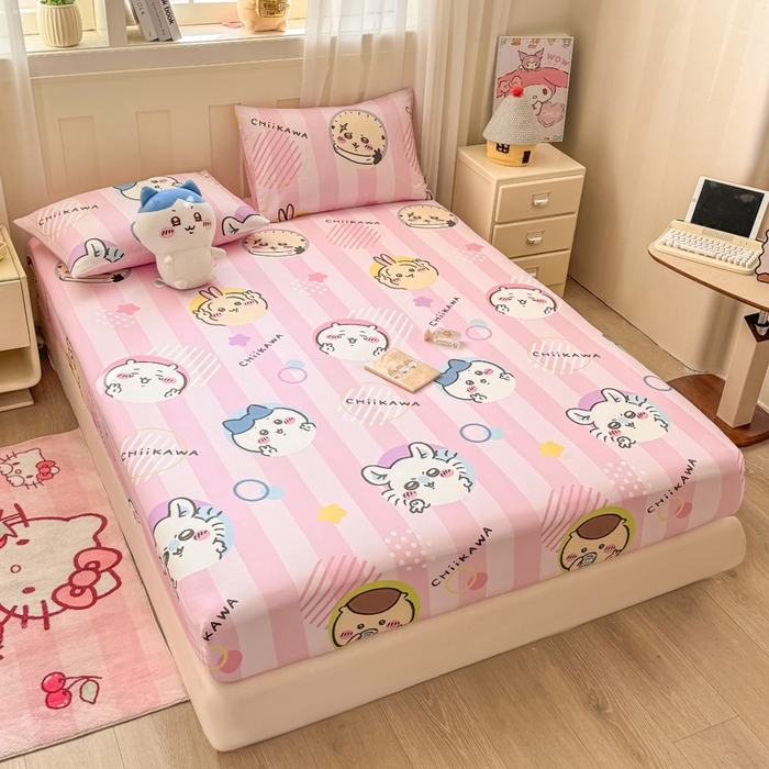 91家纺网 家纺一手货源 找家纺 博雅 2025新款全棉吉伊咔哇单床笠 家族吉伊卡哇