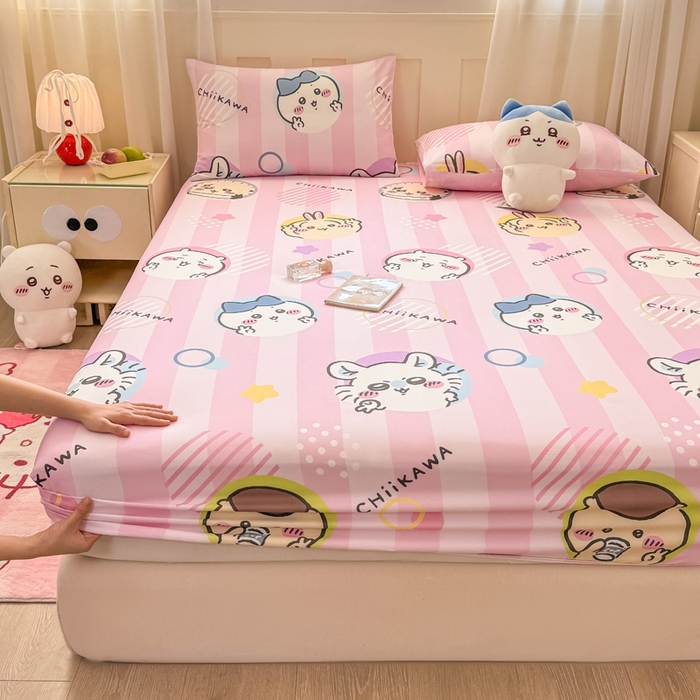 91家纺网 家纺一手货源 找家纺 博雅 2025新款全棉吉伊咔哇单床笠 家族吉伊卡哇